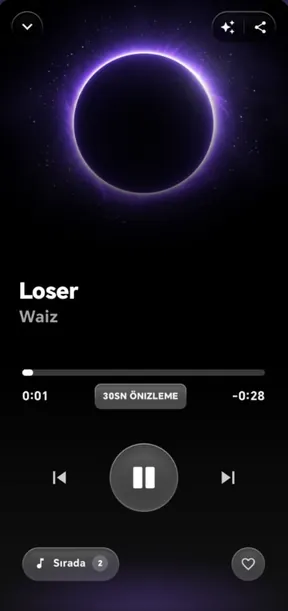 Il lettore musicale dell'app Lunovia